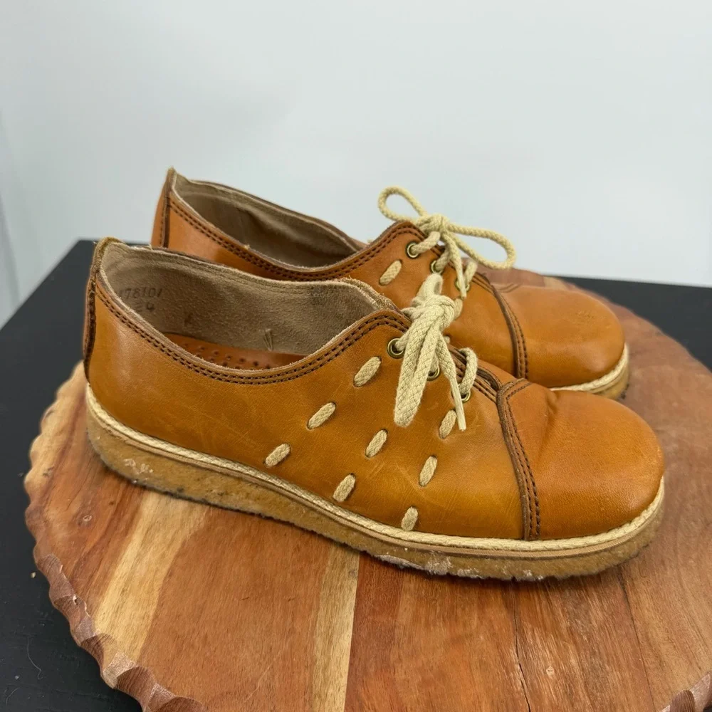 Vintage Bort Carleton Shoes Tan Brown‎ Leather Shoes Women's 6.5 lace up